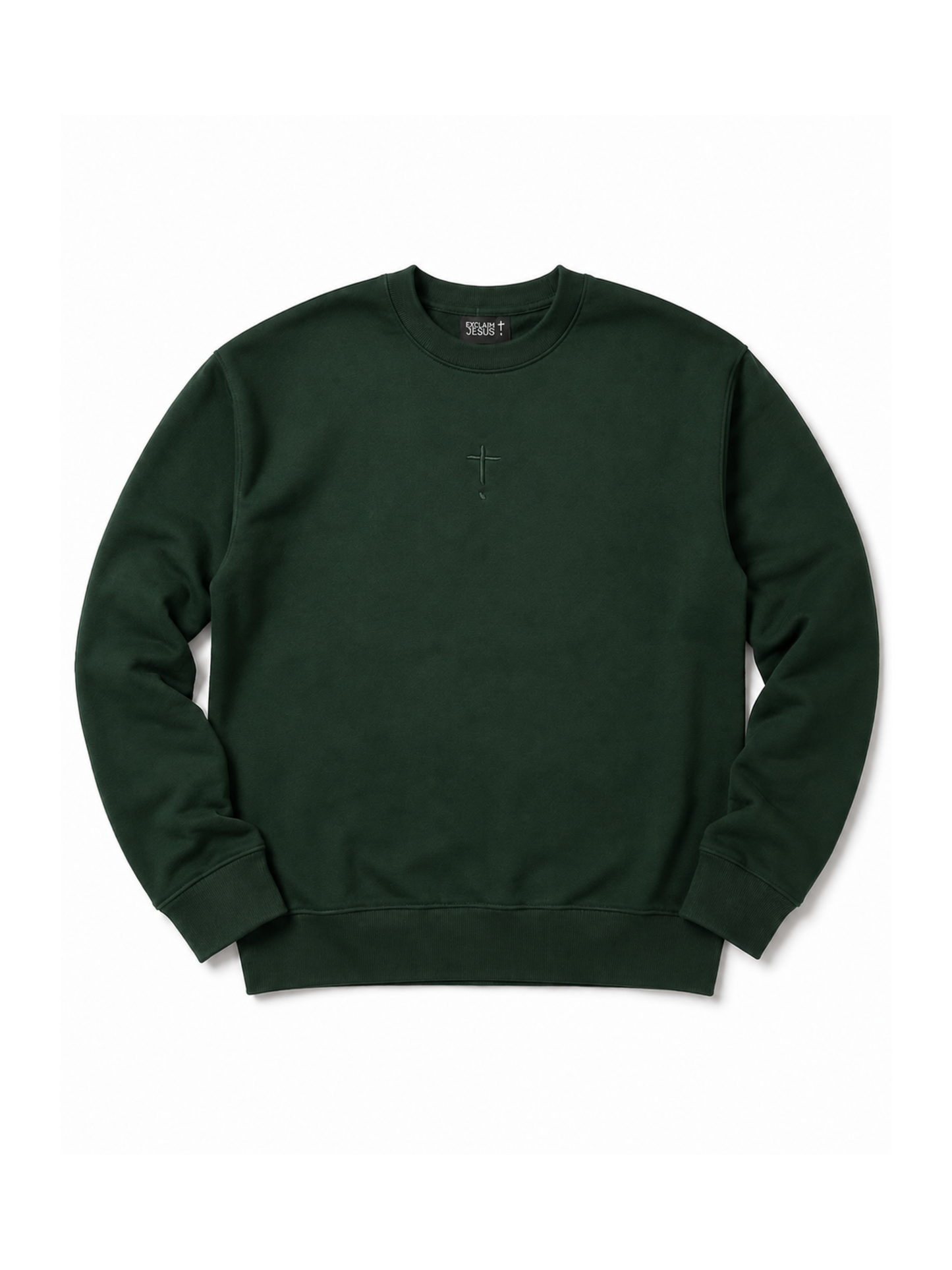Exclaim Jesus Crewneck | Forest Green | Relaxed | Drop Shoulder