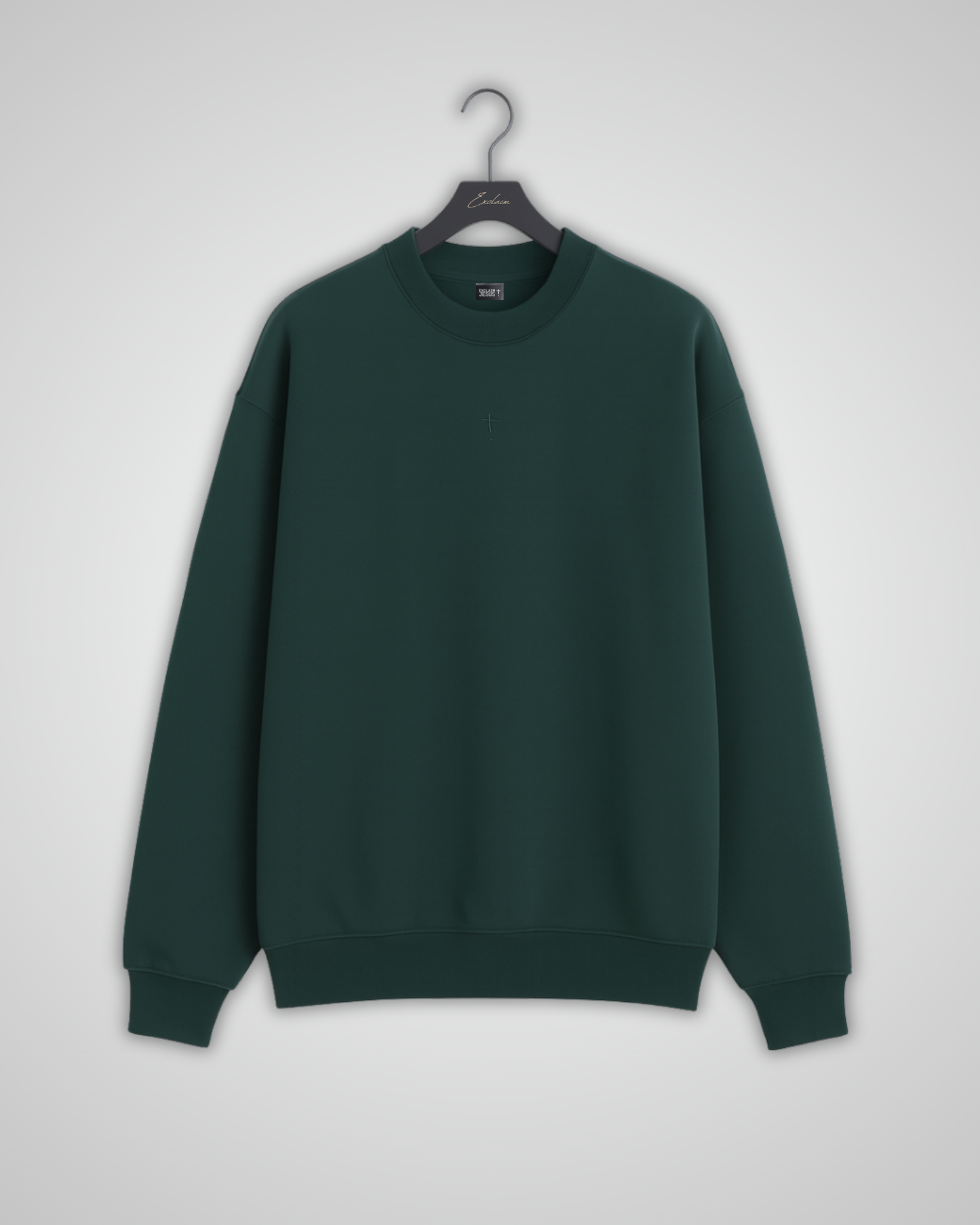 Exclaim Jesus Crewneck | Forest Green | Relaxed | Drop Shoulder